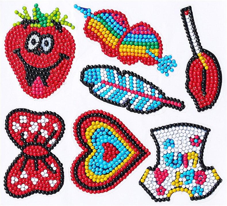 Pintura Terapêutica com Diamantes - Stickers 7Un - Diamante Redondo - Morango