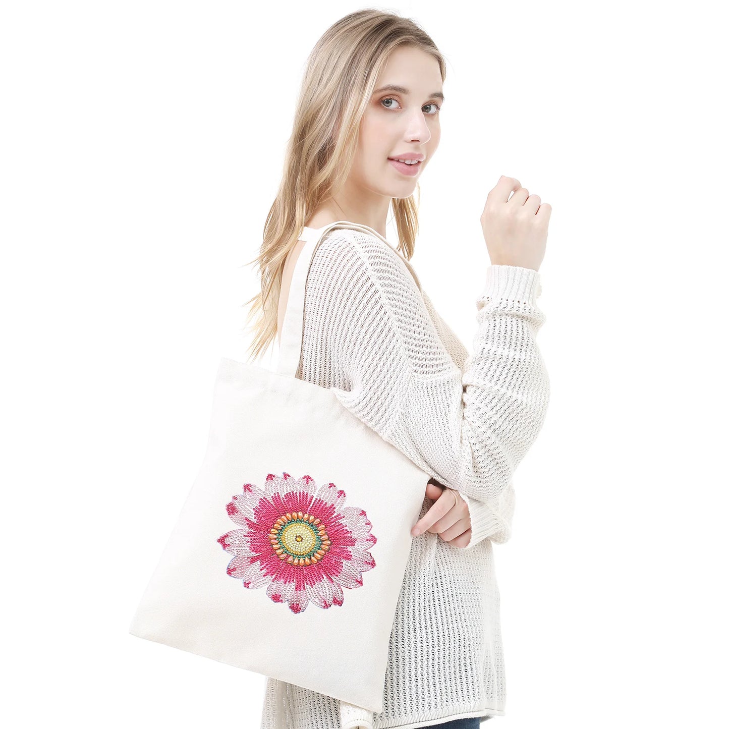 Pintura Terapêutica com Diamantes - Bolsa EcoBag -  Flor