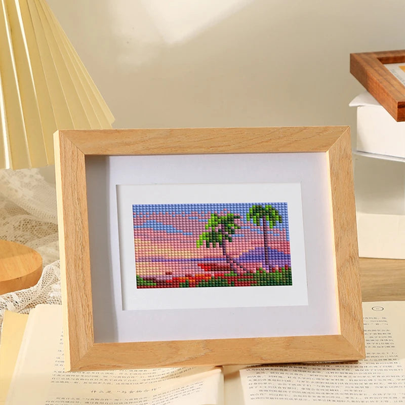 Mini Telas - Conjunto com 10 pcs – Kit Pintura Terapêutica com Diamantes - Pinturinhas Paisagens