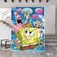 Pintura Terapêutica com Diamantes - Turma do Bob Esponja - Tela 100% Preenchida - Diamante Redondo
