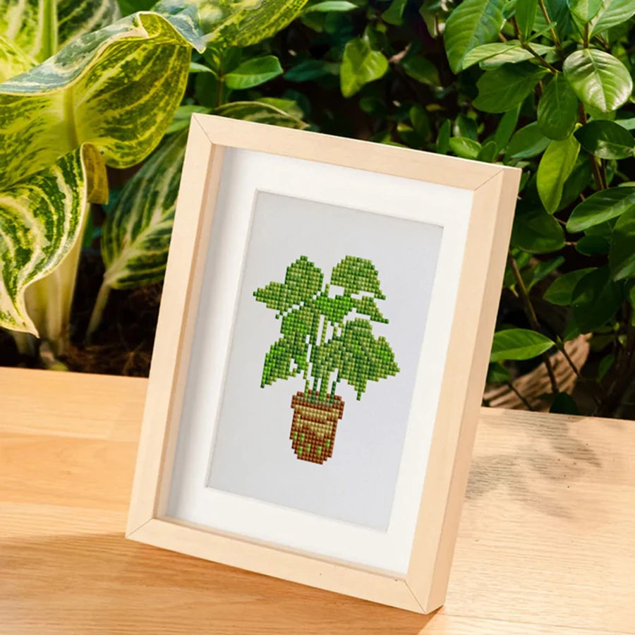 Mini Telas - Conjunto com 12 pcs - Kit Pintura Terapêutica com Diamantes - Pinturinhas Plantas