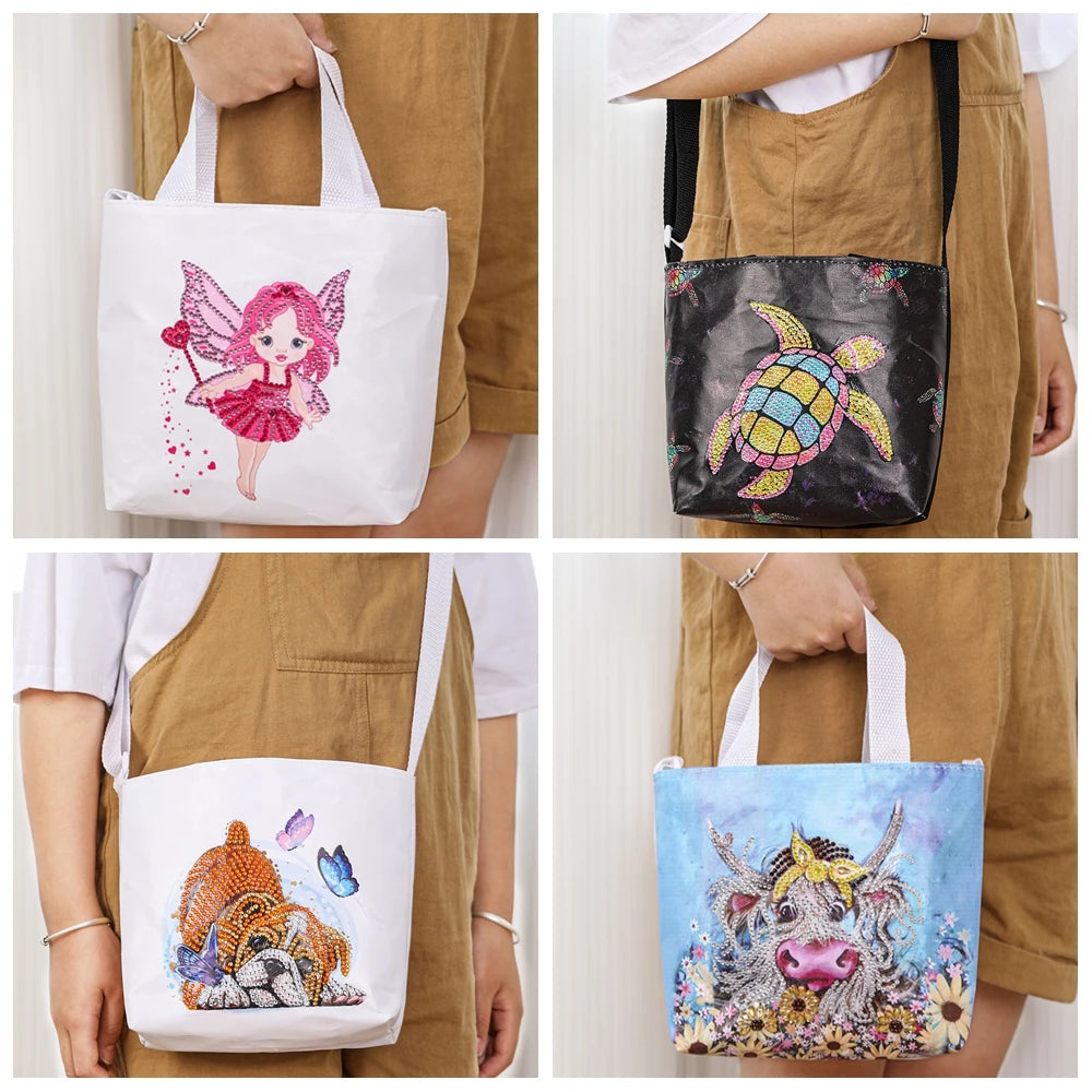 Pintura Terapêutica com Diamantes - Bolsa com Alça Alterável - Tartaruga