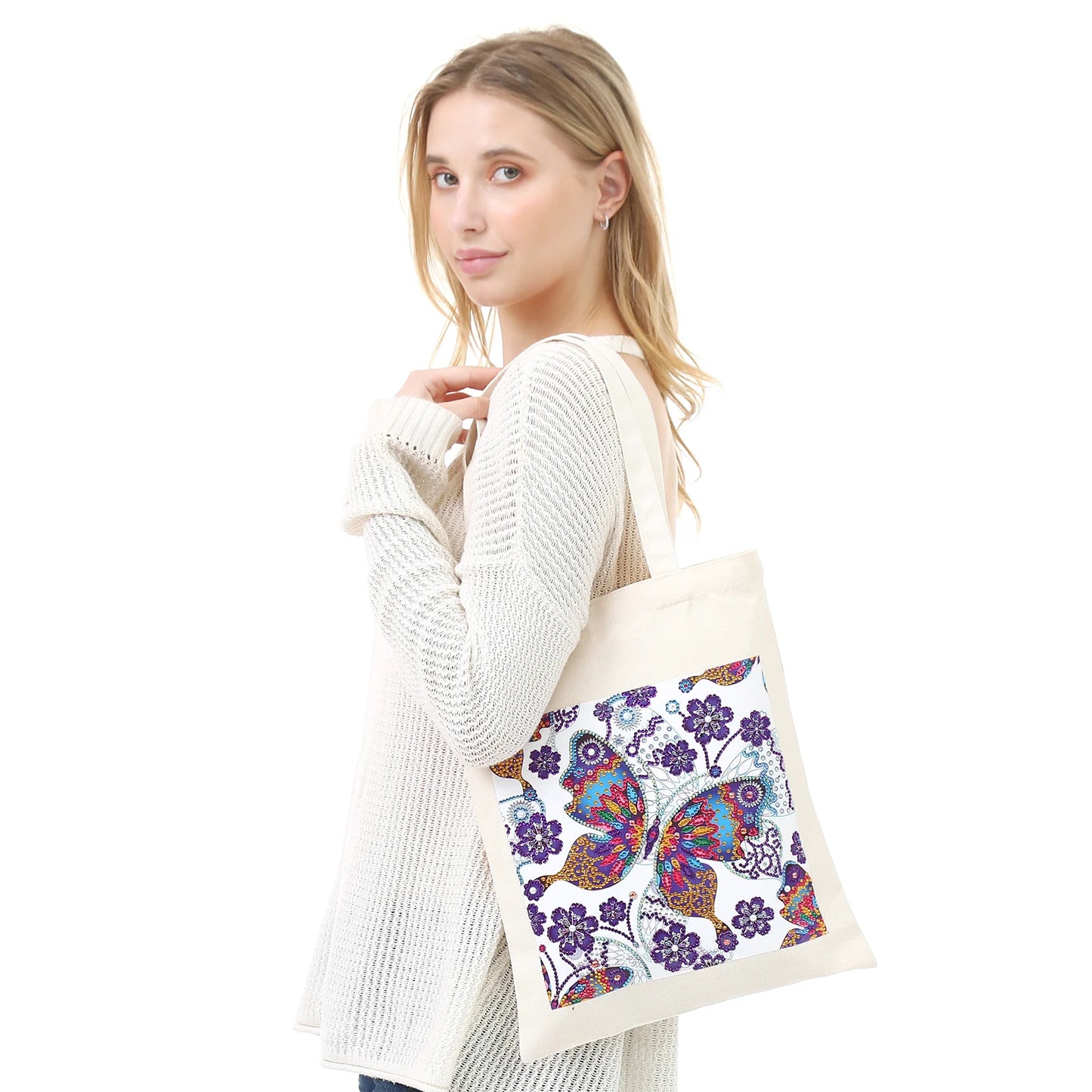Pintura Terapêutica com Diamantes - Bolsa EcoBag - Borboleta