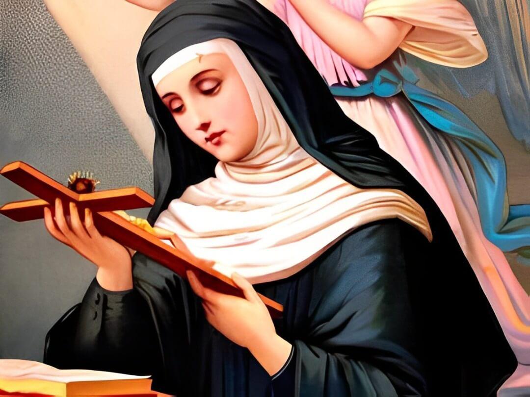 Pintura Terapêutica com Diamantes - Santa Rita de Cassia - Tela 100% Preenchida
