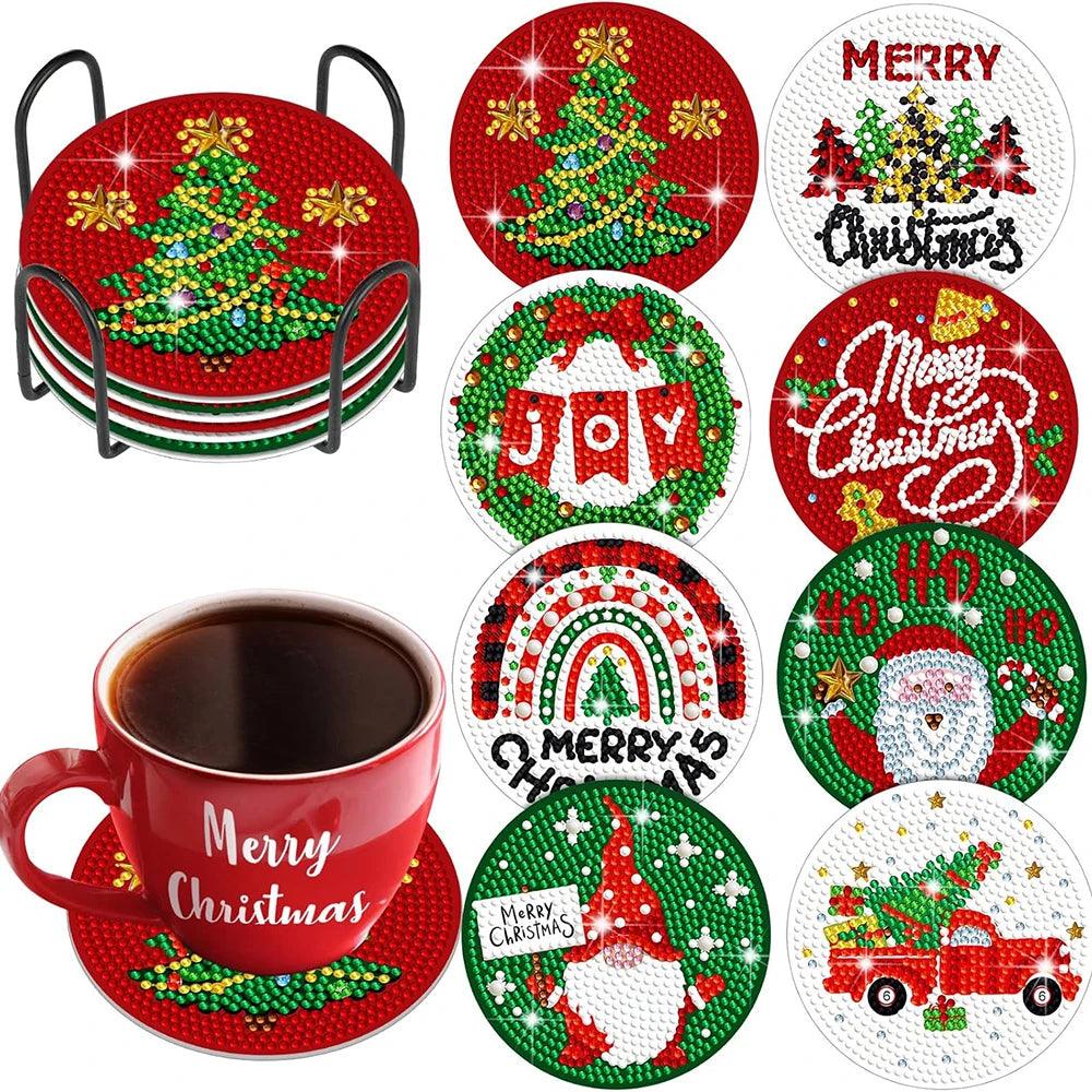 Pintura Terapêutica com Diamantes - Porta Copos (6 unidades) - Natal - Numecora