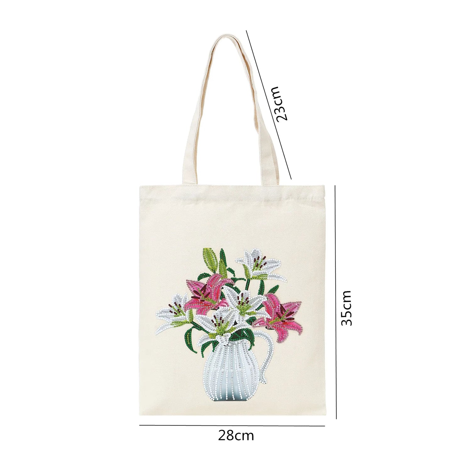 Pintura Terapêutica com Diamantes - Bolsa EcoBag - Vaso de Lirios