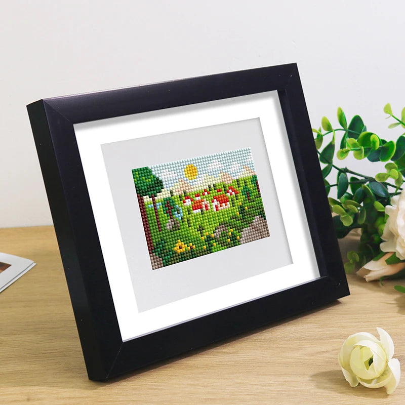 Mini Telas - Conjunto com 10 pcs – Kit Pintura Terapêutica com Diamantes - Pinturinhas Paisagens