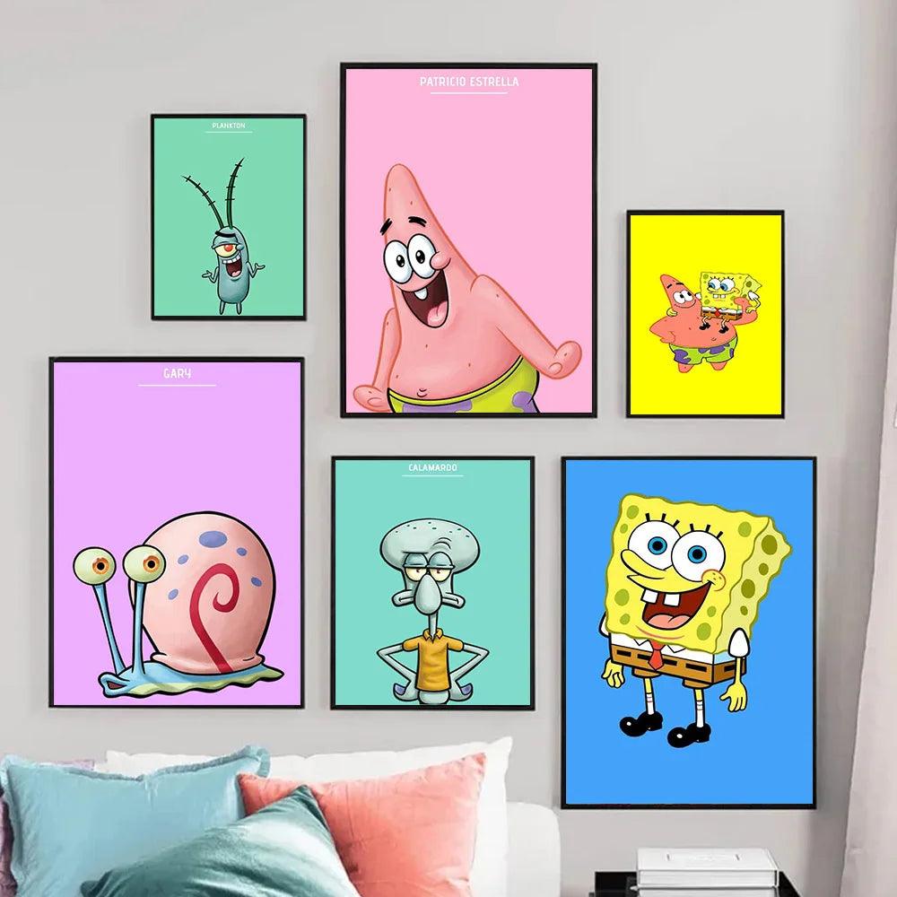 Pintura Terapêutica com Diamantes - Bob Esponja - Tela 100% Preenchida - Diamante Redondo