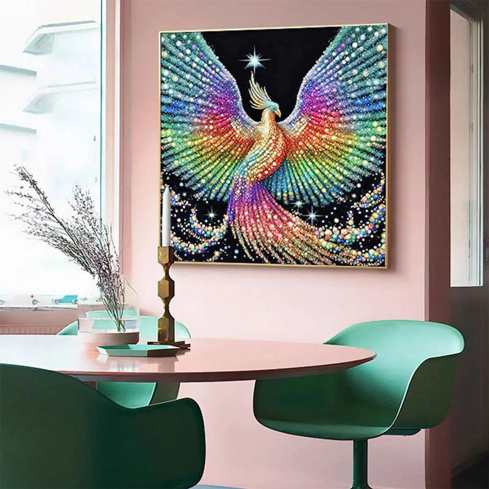 Pintura Terapêutica com Diamantes - Pássaro brilhante - Tela 100% Preenchida - Numecora