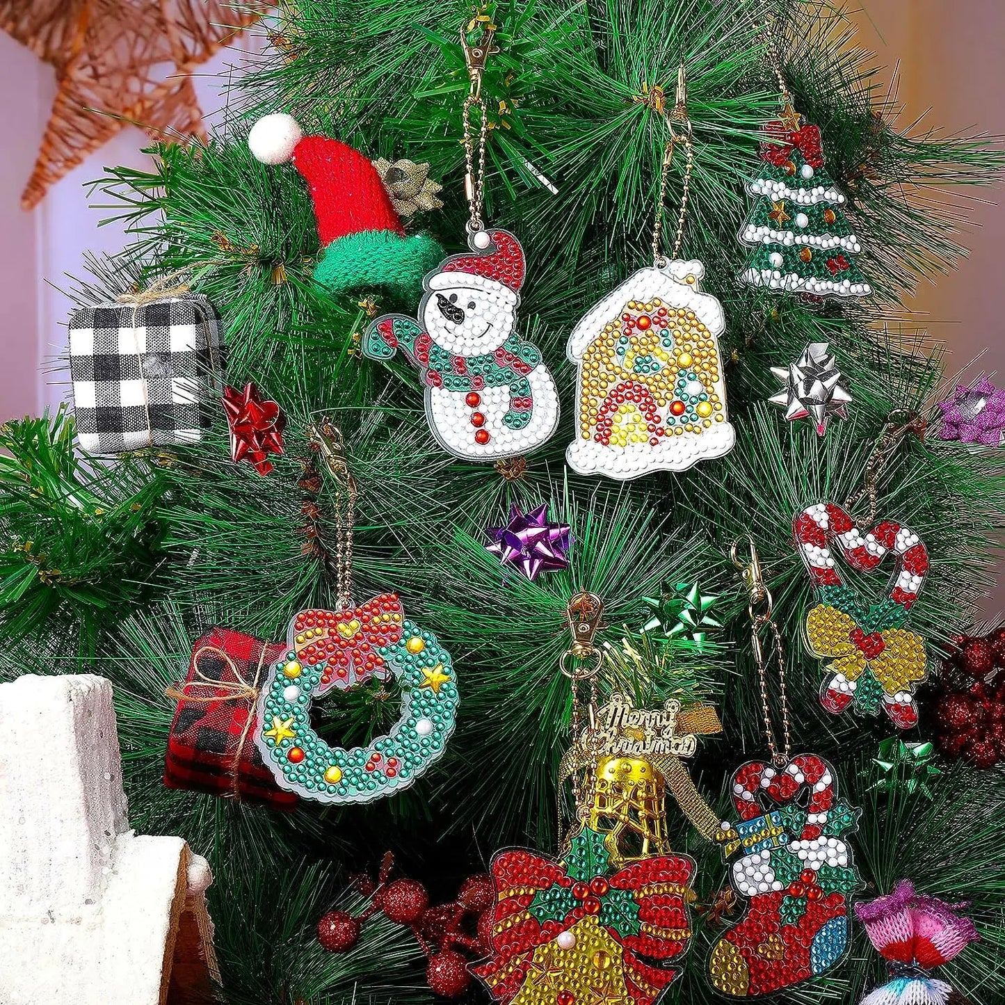 Chaveiros Pintura Terapêutica com Diamantes -Feliz Natal - Kit com 12