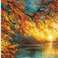 Pintura Terapêutica com Diamantes - Por do Sol Dourado - Tela 100% Preenchida