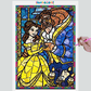 Pintura Terapêutica com Diamantes - Bela e a Fera- Tela 100% Preenchida - Numecora