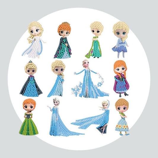 Pintura Terapêutica com Diamantes - Stickers 12Un - Diamante Redondo - Frozen