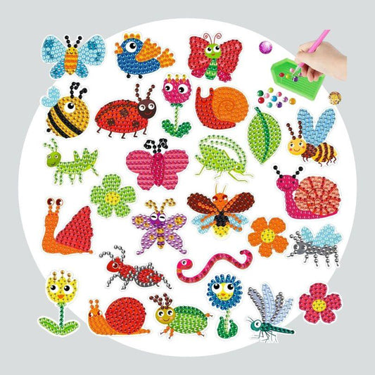 Pintura Terapêutica com Diamantes - Stickers 27Un - Diamante Redondo - Animais do Jardim
