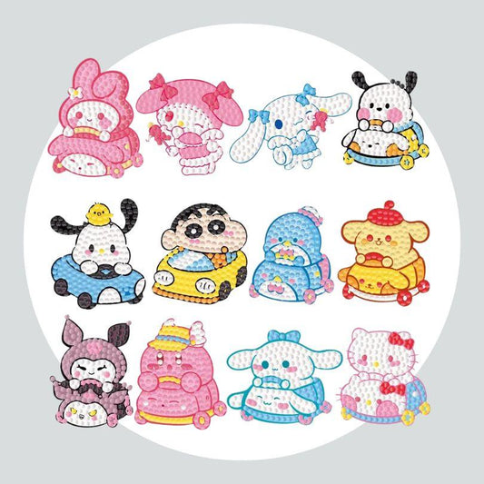 Pintura Terapêutica com Diamantes - Stickers 12Un - Diamante Redondo - Desenhos