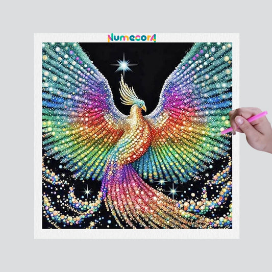 Pintura Terapêutica com Diamantes - Pássaro brilhante - Tela 100% Preenchida