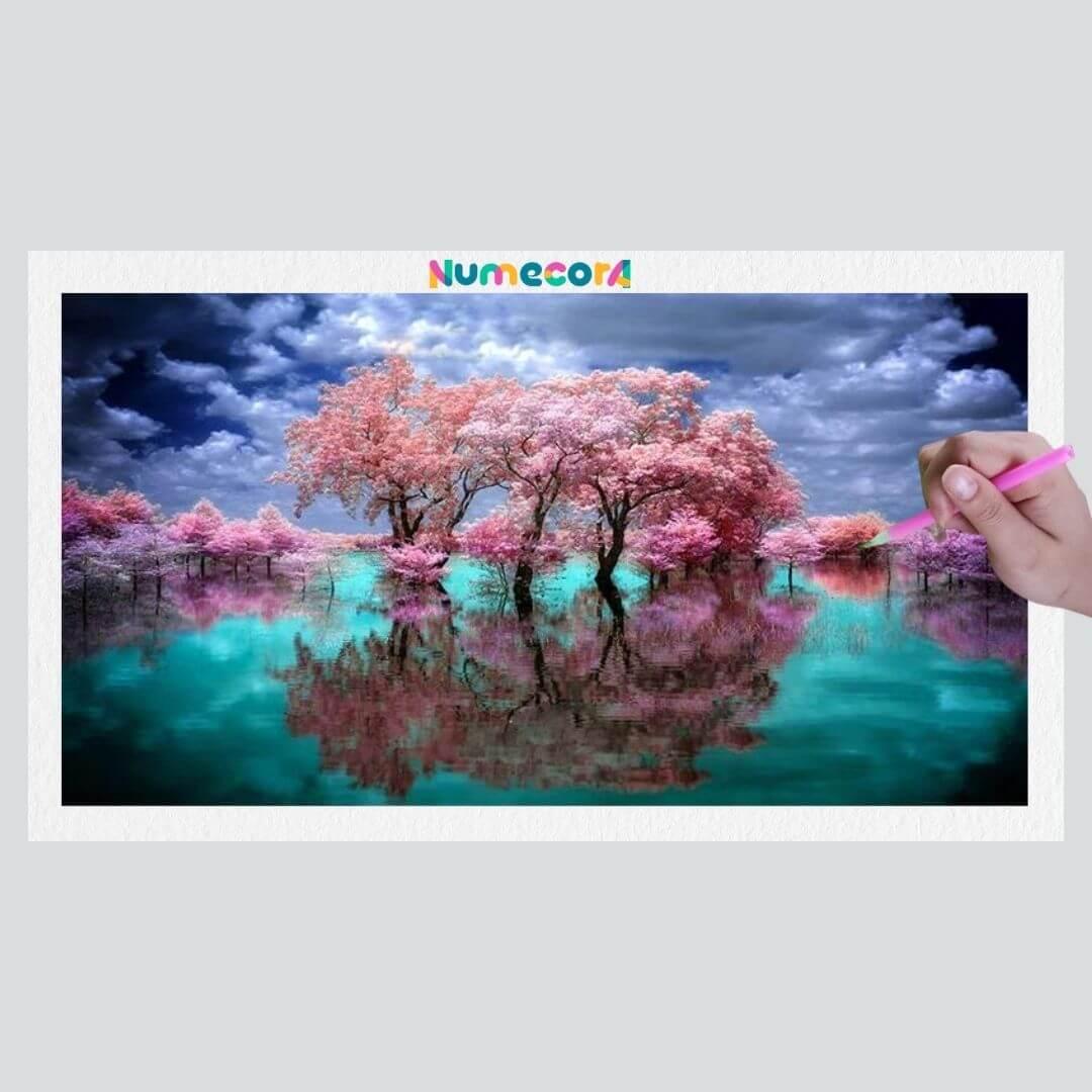 Pintura Terapêutica com Diamantes - Árvore colorida - Tela 100% Preenchida