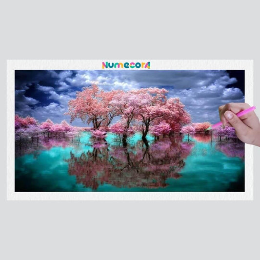 Pintura Terapêutica com Diamantes - Árvore colorida - Tela 100% Preenchida