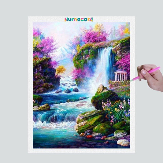 Pintura Terapêutica com Diamantes - Lagos Encantados - Tela 100% Preenchida