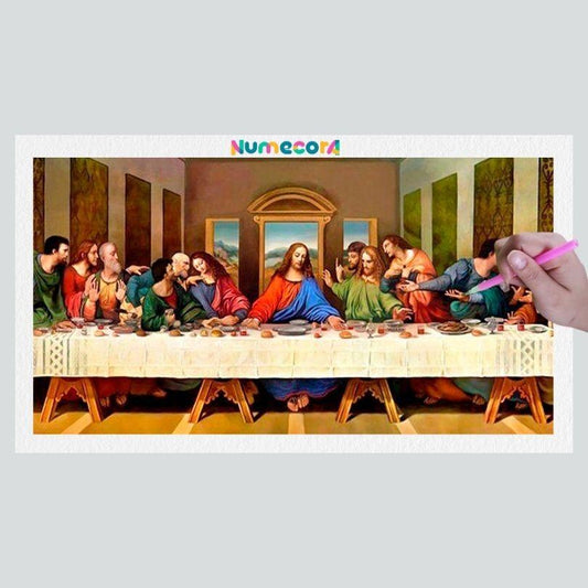 Pintura Terapêutica com Diamantes - A Última Ceia  - Tela 100% Preenchida
