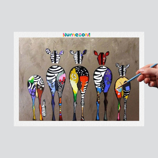 Pintura Terapêutica Numerada - Girafas Abstratas
