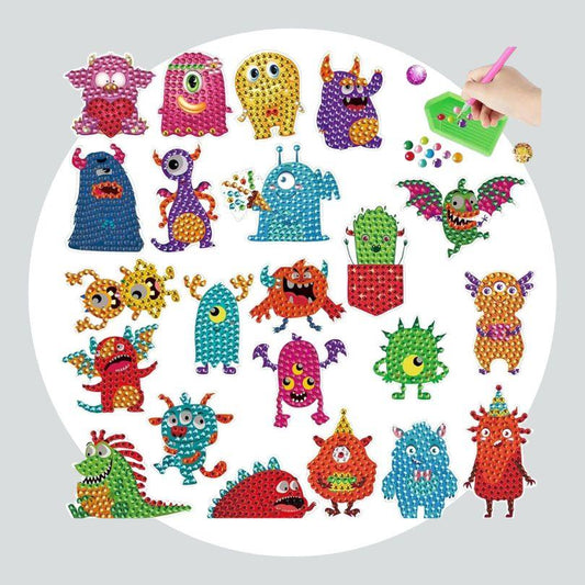 Pintura Terapêutica com Diamantes - Stickers 22Un - Diamante Redondo - Monstros SA