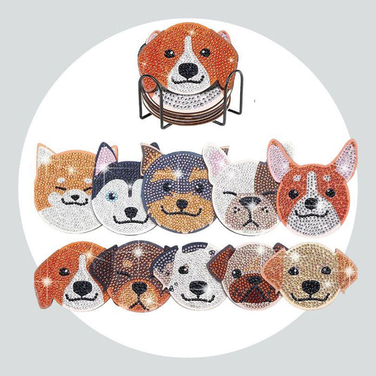 Pintura Terapêutica com Diamantes - Porta Copos ( 10 Unidades ) - Dogs