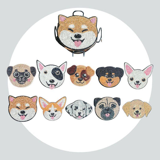 Pintura Terapêutica com Diamantes - Porta Copos (10 Unidades) - Cachorrinhos