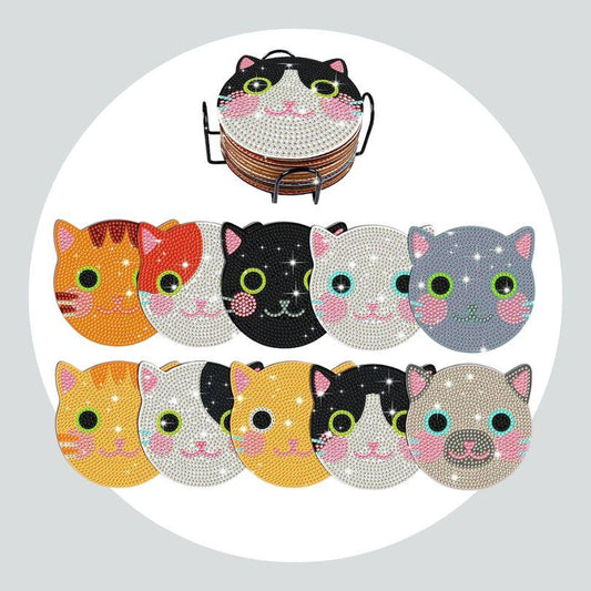 Pintura Terapêutica com Diamantes - Porta Copos (10 Unidades) - Gatinhos