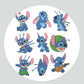 Pintura Terapêutica com Diamantes - Stickers 9Un - Diamante Redondo - Stitch