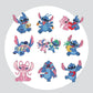 Pintura Terapêutica com Diamantes - Stickers 9Un - Diamante Redondo - Stitch e Namorada