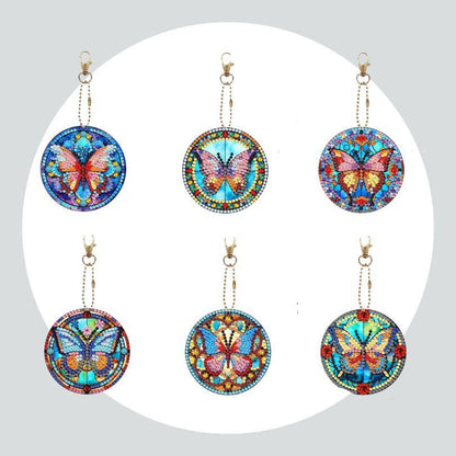Chaveiros Pintura Terapêutica com Diamantes - Borboletas - Kit com 6