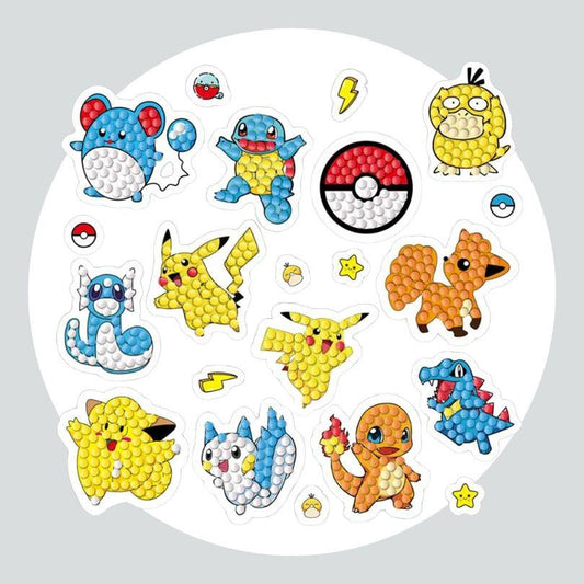 Pintura Terapêutica com Diamantes - Stickers 12Un - Diamante Redondo - Pokemon