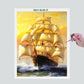 Pintura Terapêutica com Diamantes - Barco no Mar - Tela 100% Preenchida