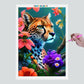 Pintura Terapêutica com Diamantes - Leopardo - Tela 100% Preenchida