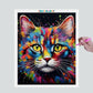 Pintura Terapêutica com Diamantes - Gato Artístico - Tela 100% Preenchida