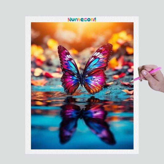 Pintura Terapêutica com Diamantes - Borboleta Bela - Tela 100% Preenchida