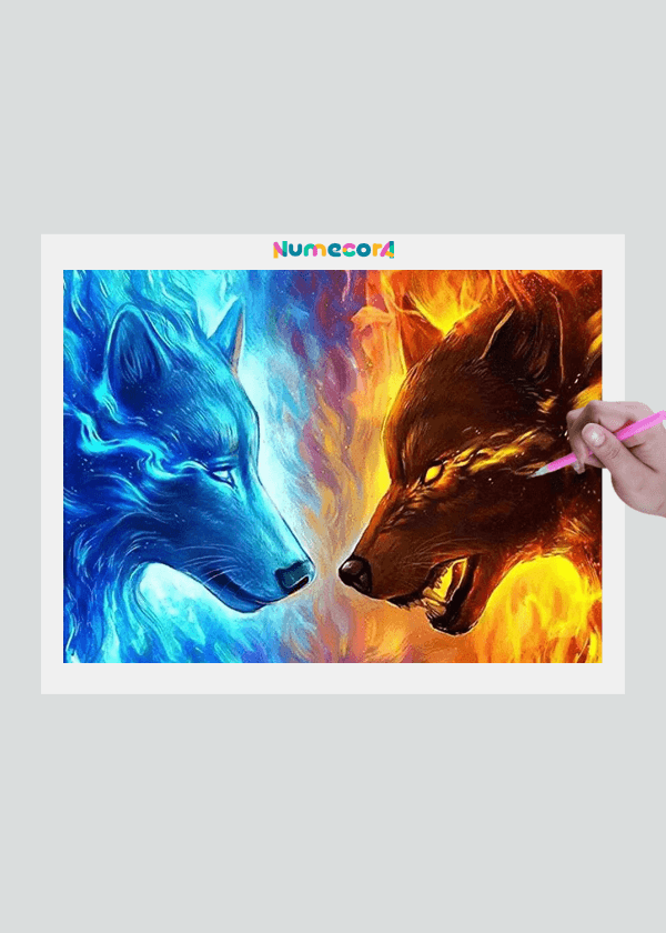 Pintura Terapêutica com Diamantes - Lobos Luminosos - Numecora