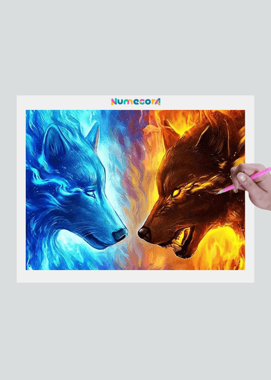 Pintura Terapêutica com Diamantes - Lobos Luminosos - Numecora