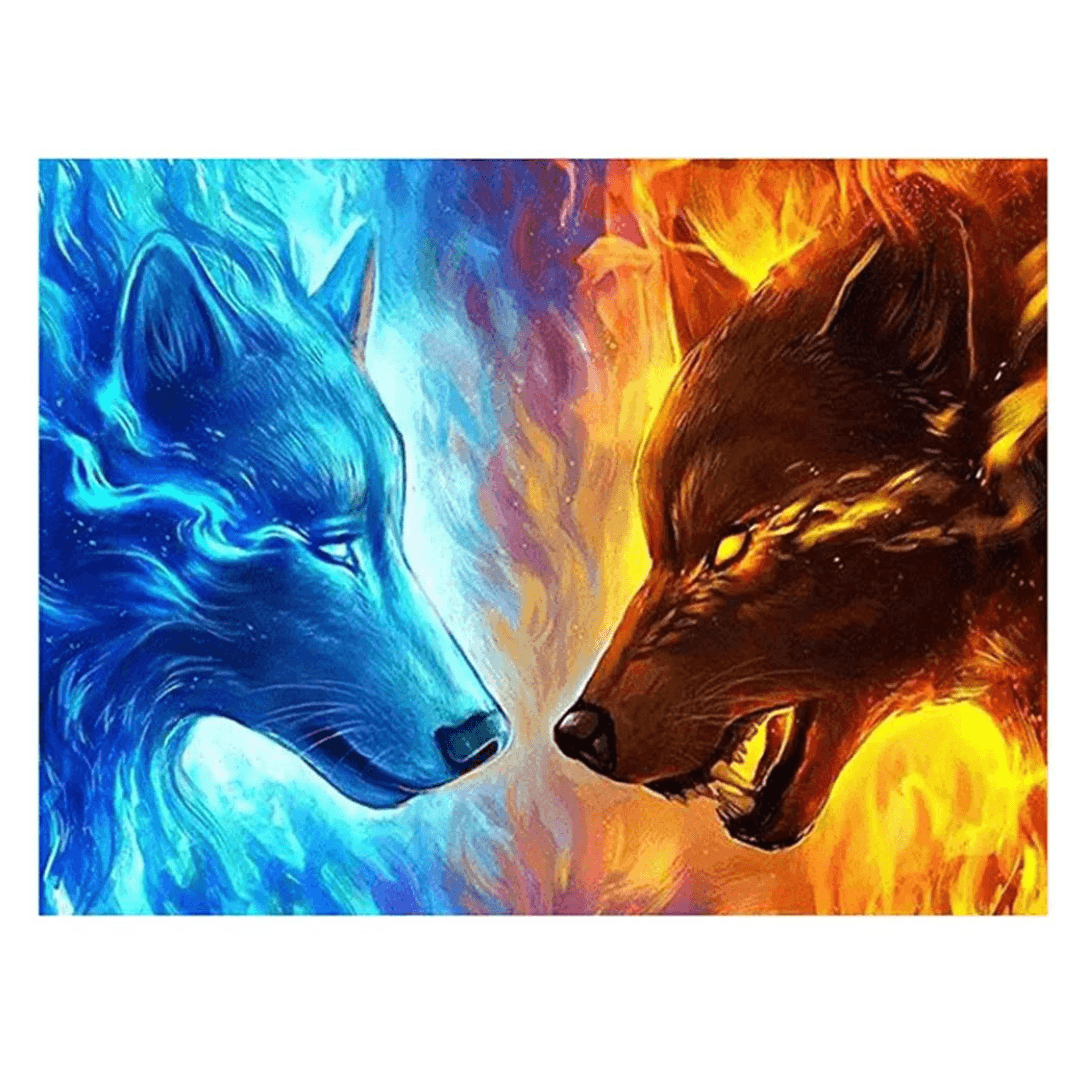 Pintura Terapêutica com Diamantes - Lobos Luminosos - Numecora