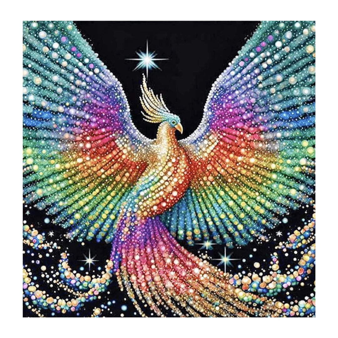 Pintura Terapêutica com Diamantes - Pássaro brilhante - Tela 100% Preenchida - Numecora