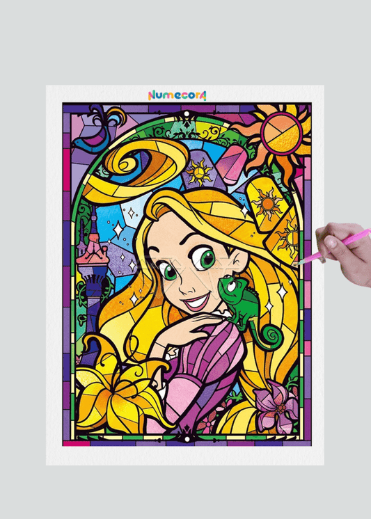 Pintura Terapêutica com Diamantes - Rapunzel - Tela 100% Preenchida - Numecora