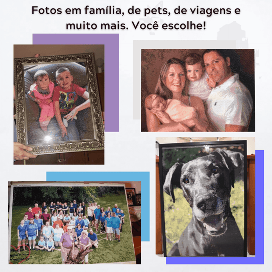 Pintura Terapêutica com Diamantes - Tela Personalizada com Sua Foto - Tela 100% Preenchida