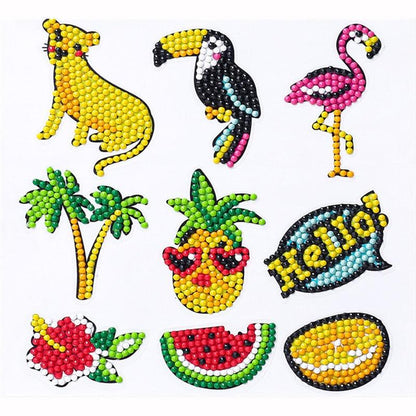 Pintura Terapêutica com Diamantes - Stickers 9Un - Diamante Redondo - Verão