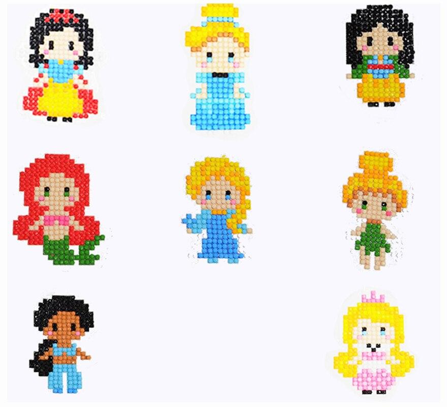 Pintura Terapêutica com Diamantes - Stickers 8Un - Diamante Redondo - Princesas