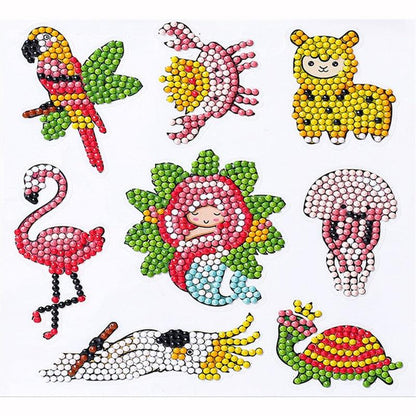 Pintura Terapêutica com Diamantes - Stickers 8Un - Diamante Redondo -  Animais