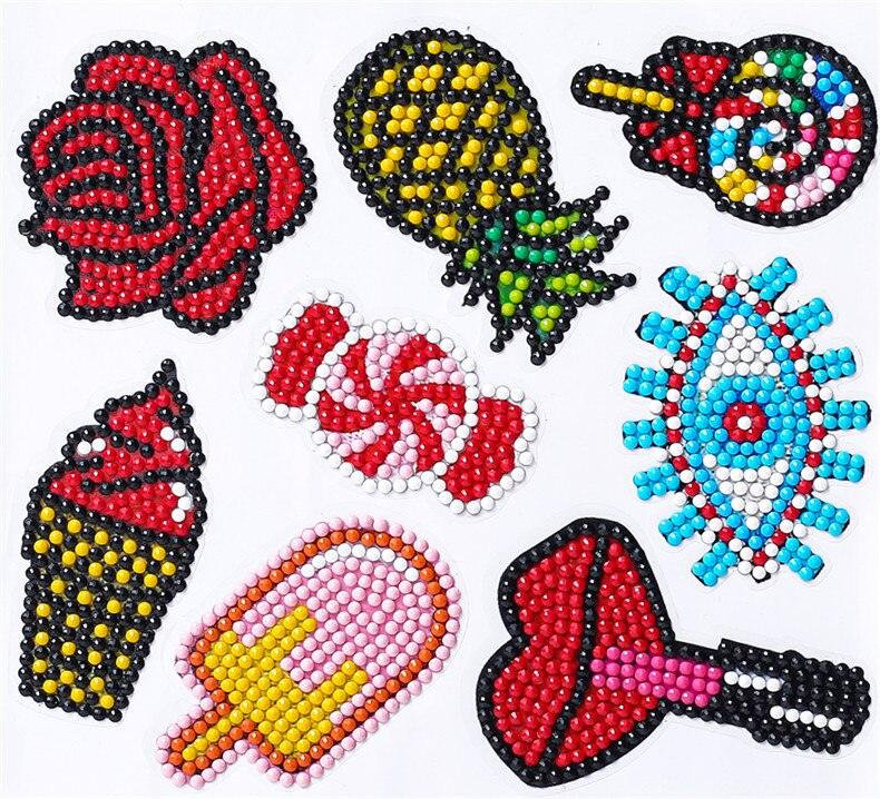 Pintura Terapêutica com Diamantes - Stickers 8Un - Diamante Redondo - Figurinhas