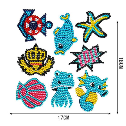 Pintura Terapêutica com Diamantes - Stickers 8Un - Diamante Redondo - Mar