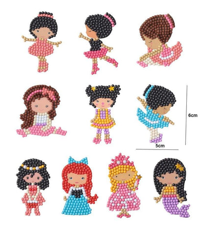 Pintura Terapêutica com Diamantes - Stickers 10Un - Diamante Redondo - Meninas