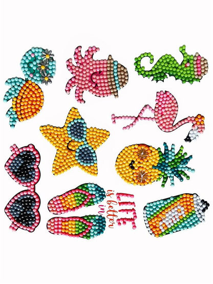 Pintura Terapêutica com Diamantes - Stickers 9Un - Diamante Redondo - Praia